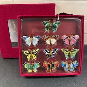 Rare Vintage Cloisonné Butterfly Collectible Christmas Ornaments NEW Dillards